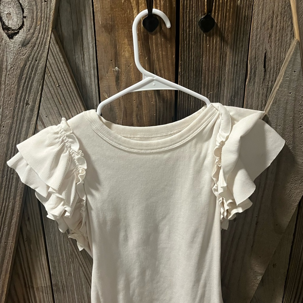 White Ruffle Sleeve Top